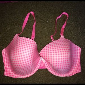 Victoria Secret hot pink gingham bra 38DD NWOT